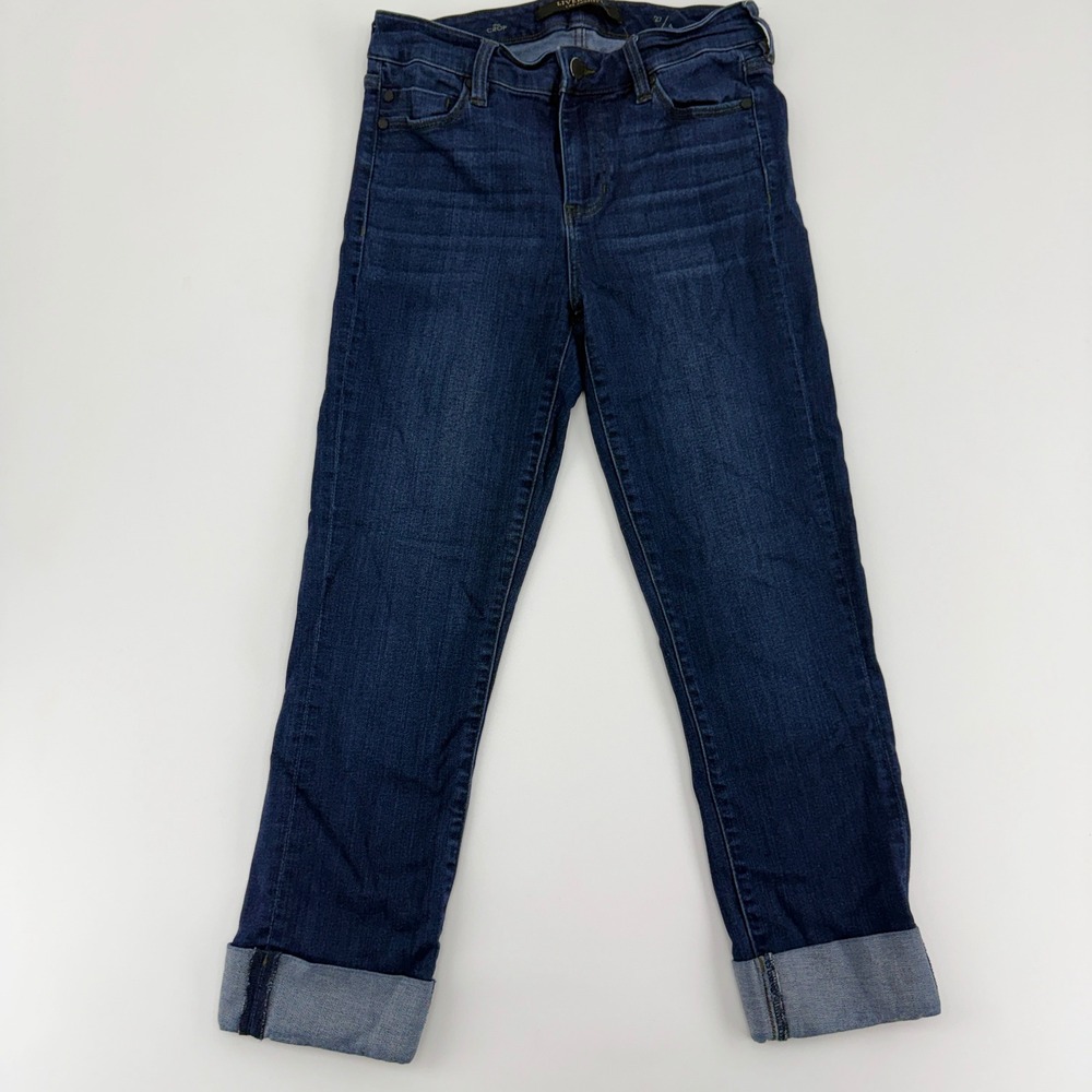 Liverpool Los Angeles The Crop Cuffed Jeans Women's 4/27 Dark Wash Stretch Denim